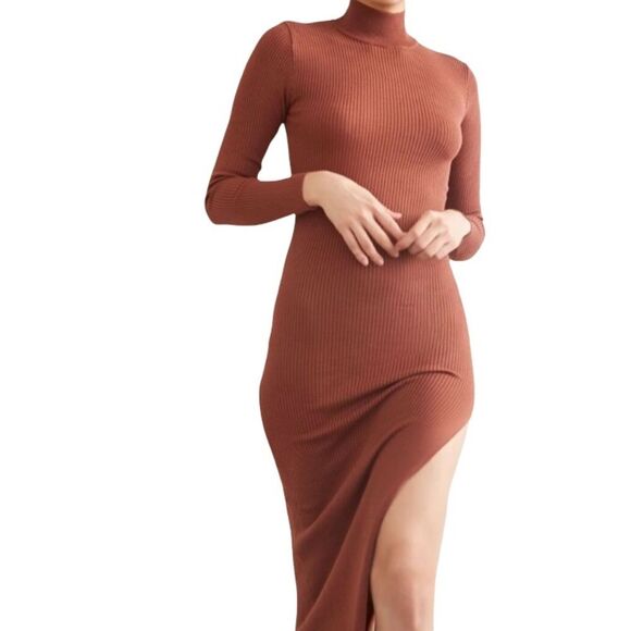 FOREVER 21 Mock Neck Ribbed Knit Dress - Picture 4 of 8